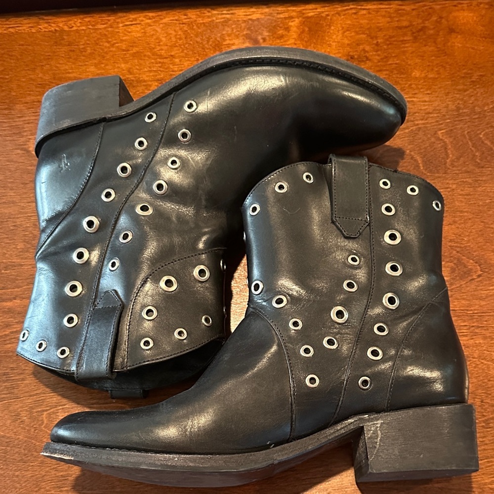 Frye Black Studded Ankle Boots - Picture 5 of 14